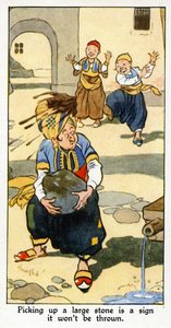 「大きな石を拾うことはそれが投げられないという兆候です」、1931 作： René Bull
